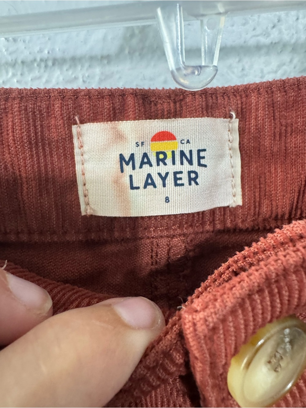 Marine Layer Bridget Rust Corduroy Button-Front Pants high waist size 8 - Picture 3 of 5